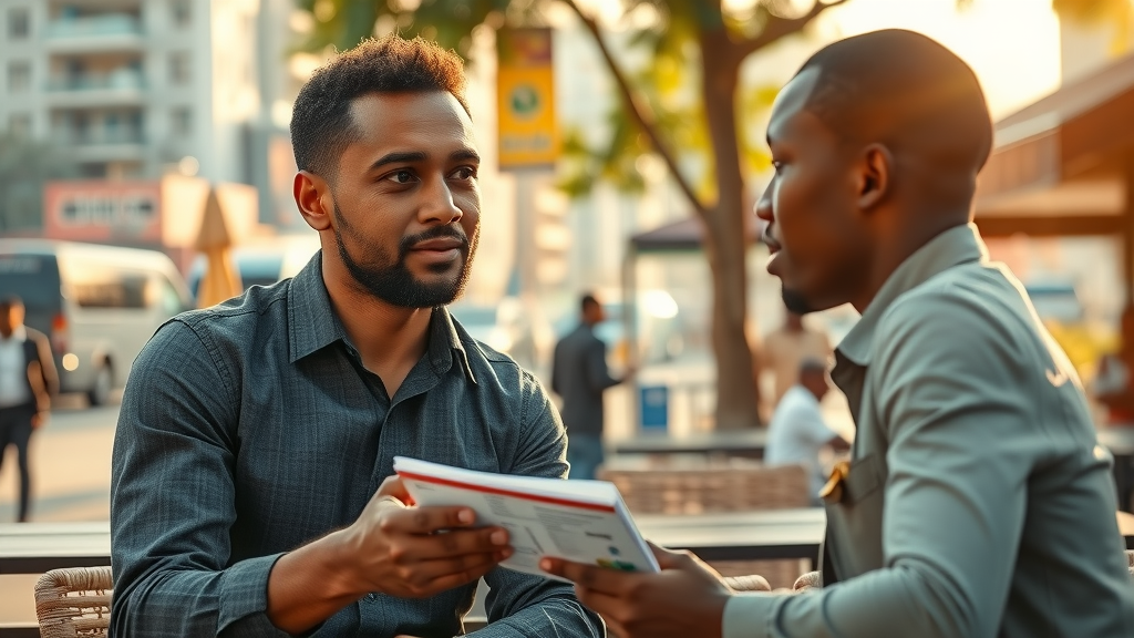 International marketer working with African partner in Lagos, highlighting collaboration for successful email marketing campaigns in Africa