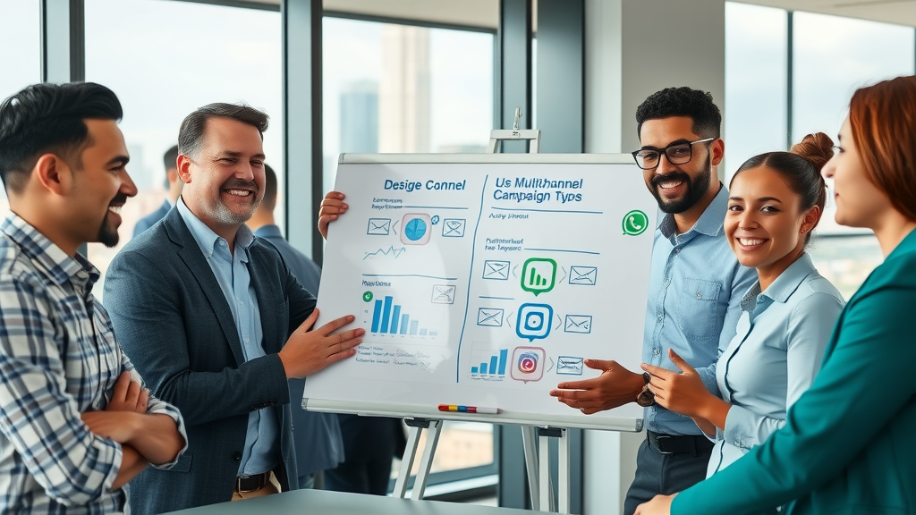 Confident African business team planning a multi-channel financial services marketing campaign in Johannesburg office