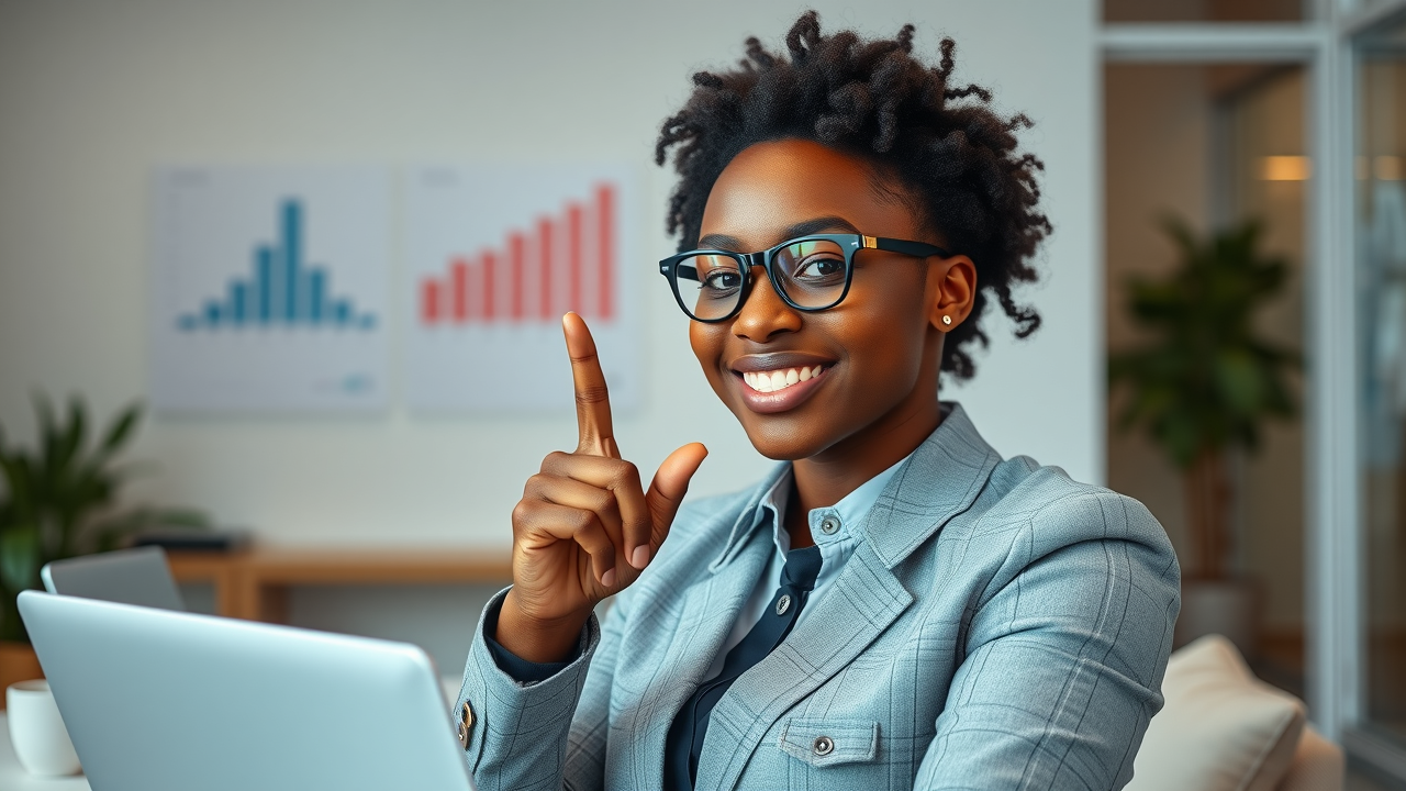 Dynamic small business owner confidently strategizing growth with digital tools highlighting small business growth strategies