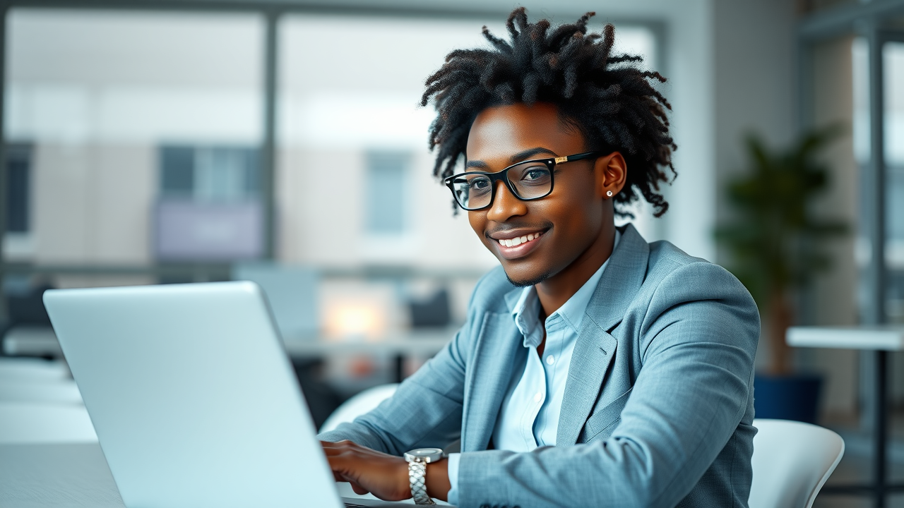 LinkedIn for small business growth - Small business owner confidently updating LinkedIn profile on laptop